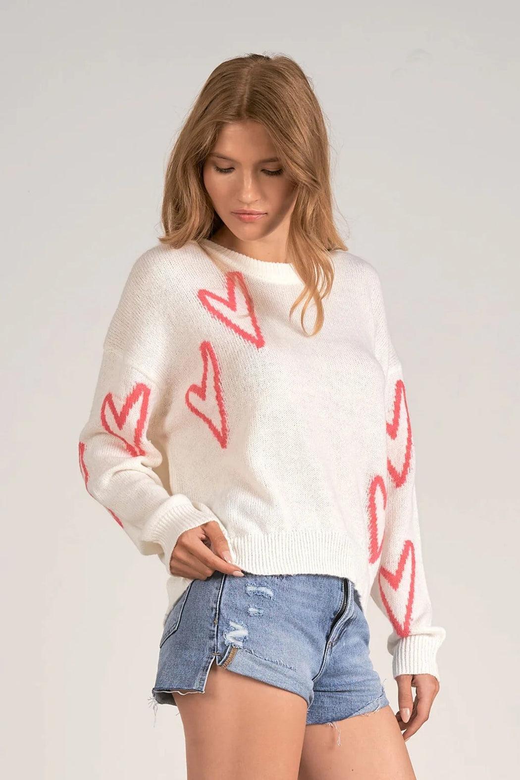 Jules White Heart Sweater Product Image