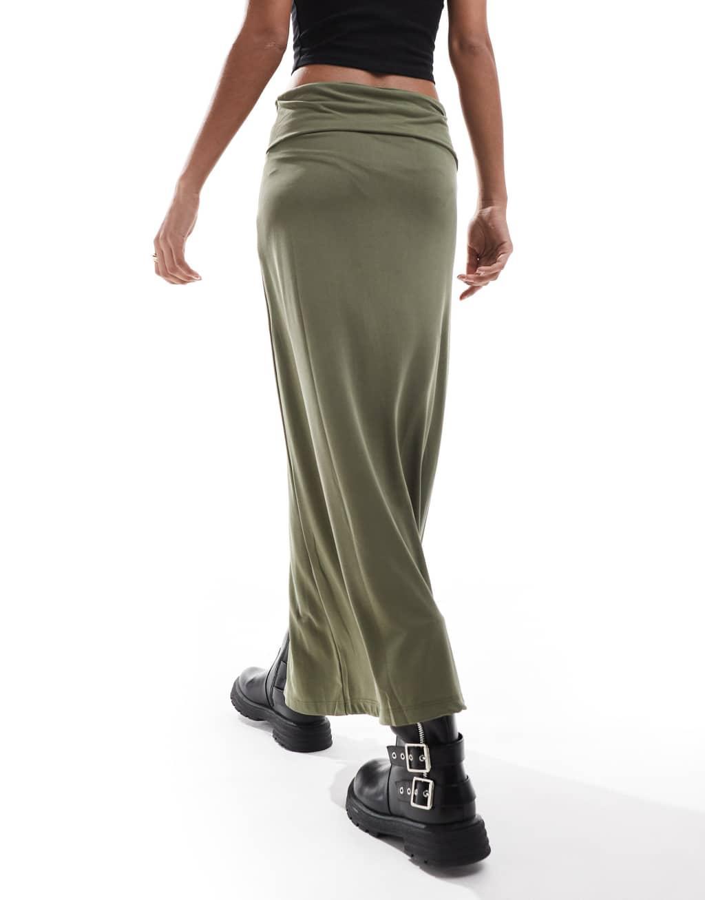 Scalpers Folded Skirt In Khaki   Product Image