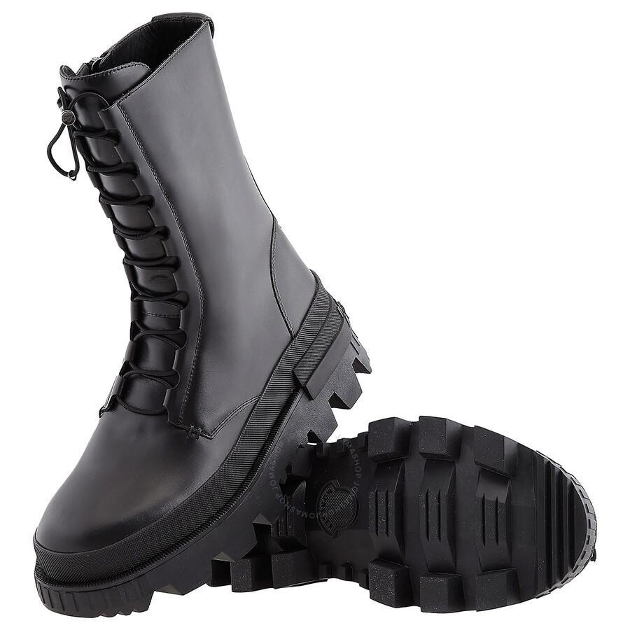 MONCLER Black Vail Leather Ankle Boots Product Image