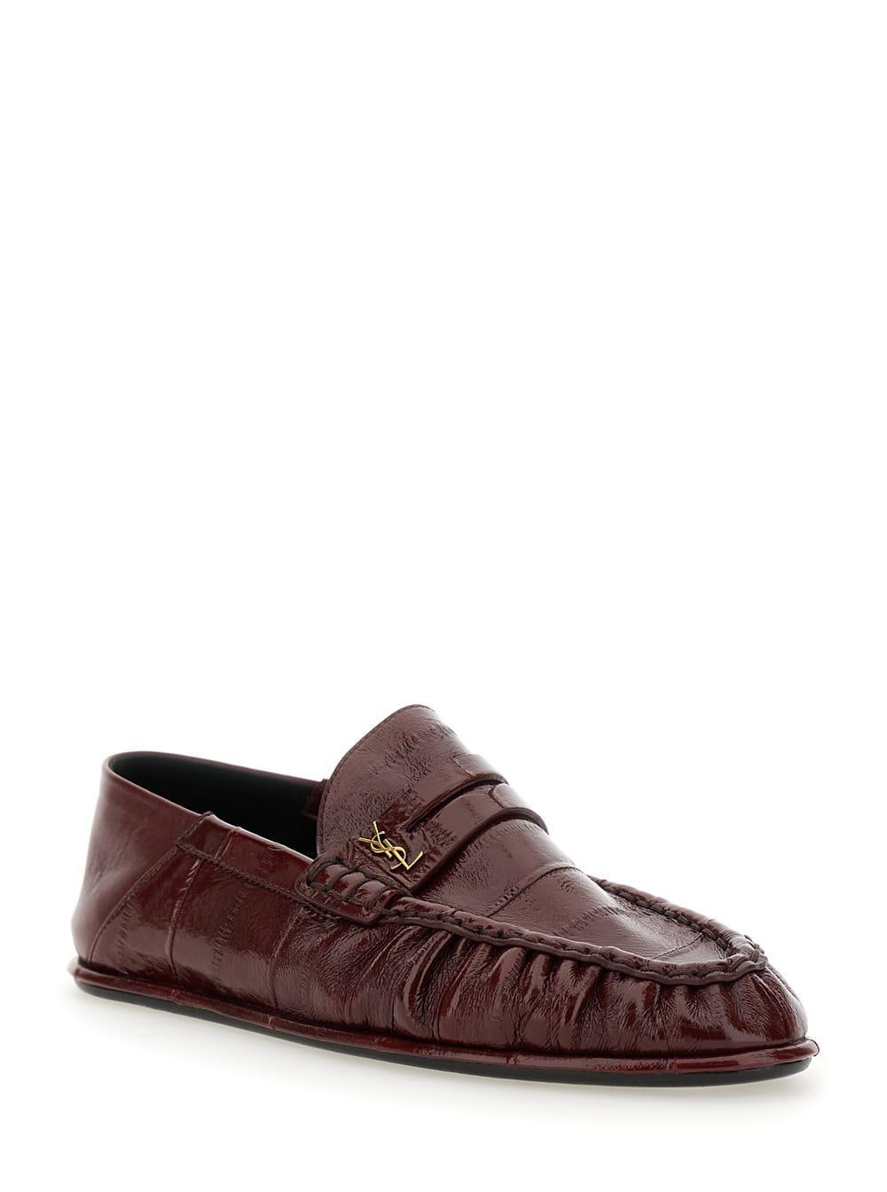 SAINT LAURENT Le Loafer Penny Slippers In Red Product Image