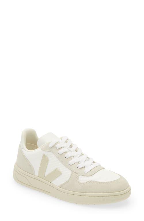 V-10 Mixed Leather Low-Top Court Sneakers Product Image