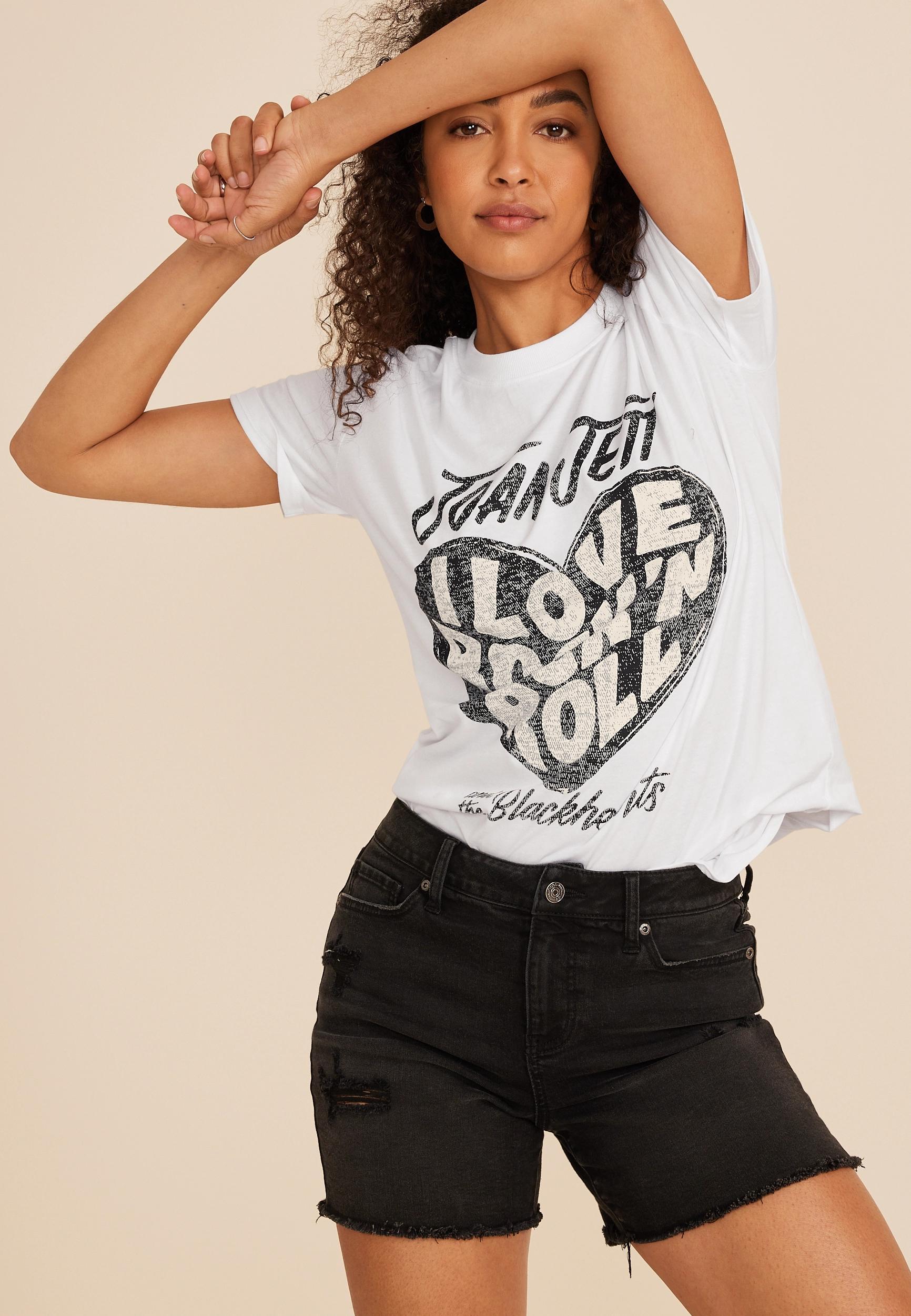 I Love Rock And Roll Oversized Fit Graphic Tee Product Image