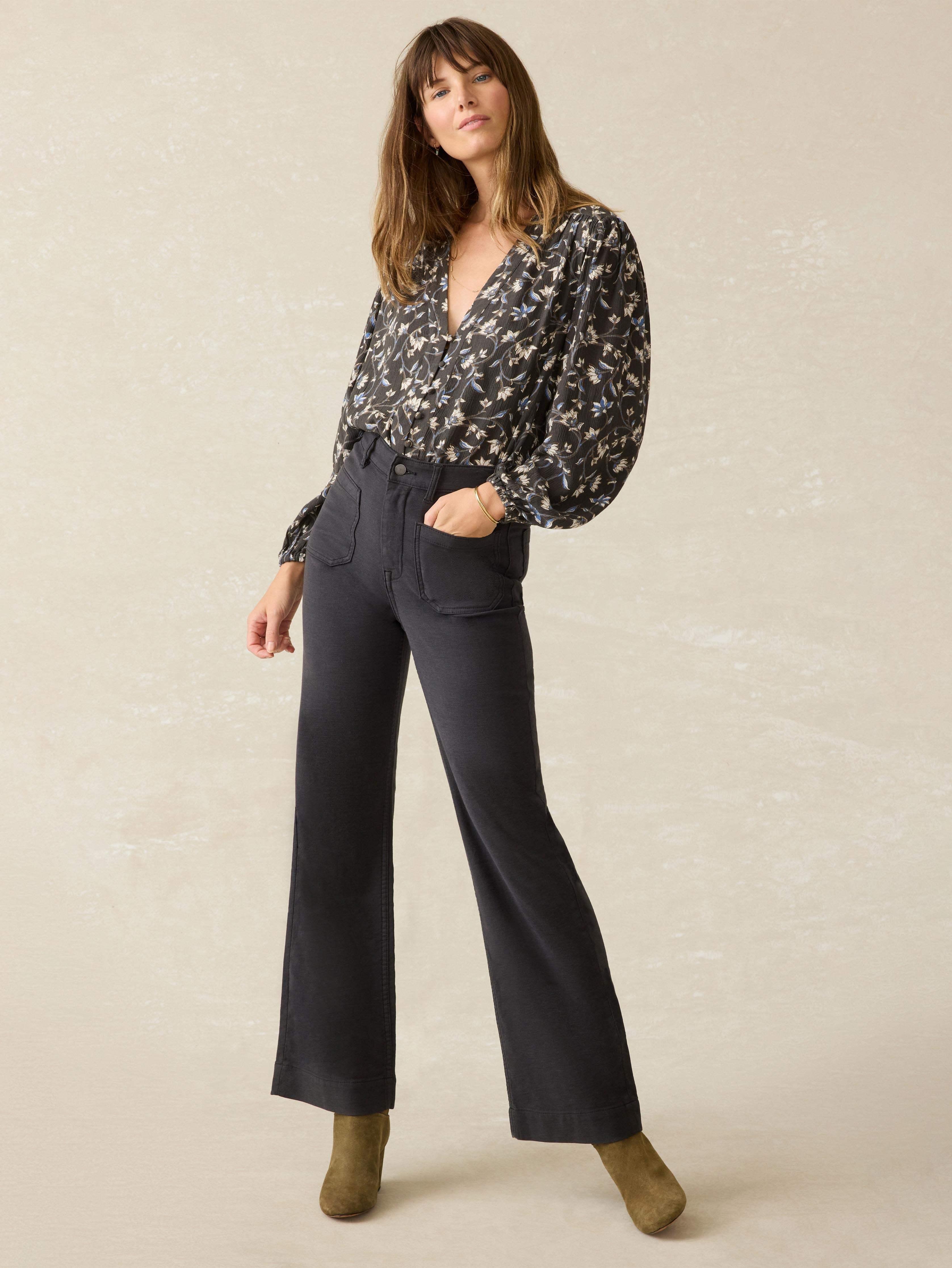 Stretch Terry Patch Pocket Pant - Washed Black Female Product Image