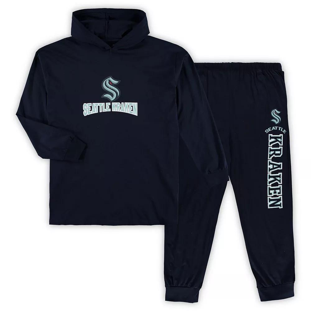 Mens Concepts Sport Deep Sea Blue Seattle Kraken Big & Tall Pullover Hoodie & Joggers Sleep Set Krk Blue Product Image