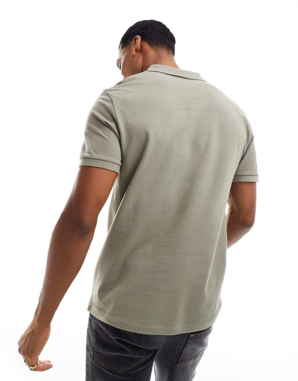 ASOS DESIGN pique polo in khaki Product Image