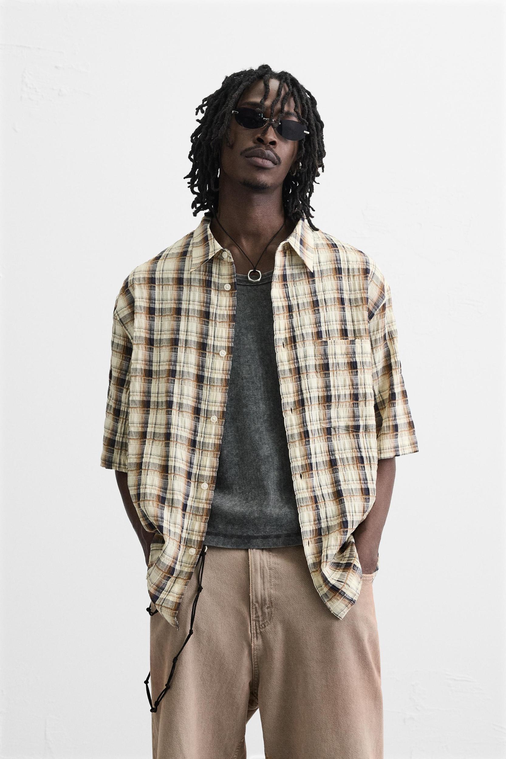TEXTURED PLAID SHIRT Product Image