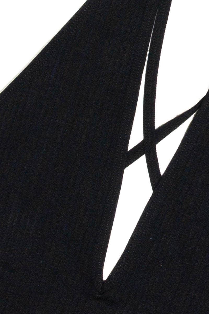 Black Ribbed Cross Back Bralette Product Image