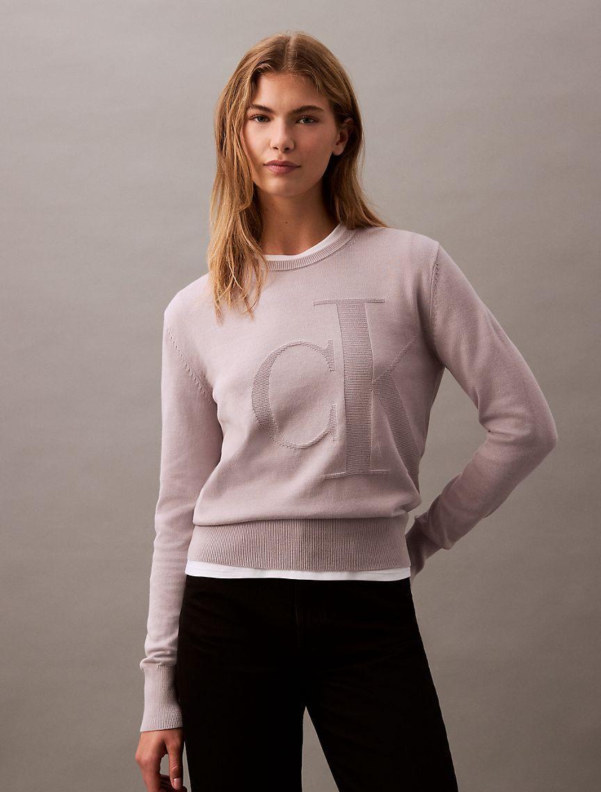 Smooth Cotton Relaxed Monogram Logo Sweater Product Image