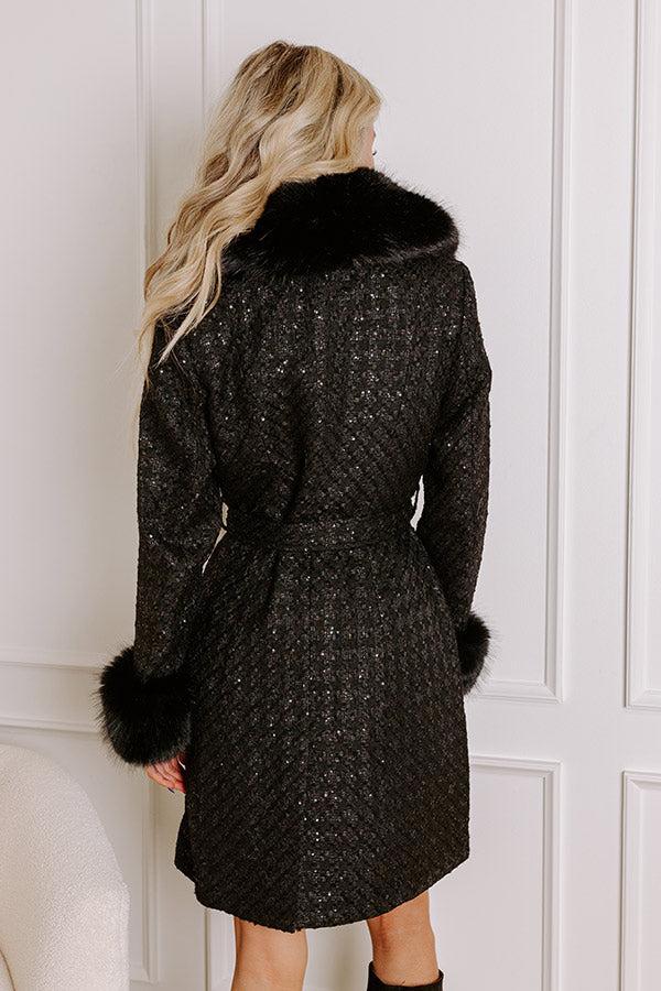 Cozy Elegance Tweed Knit Coat In Black Product Image