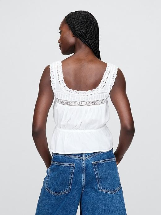 Lace-Trim Peplum Crop Top Product Image