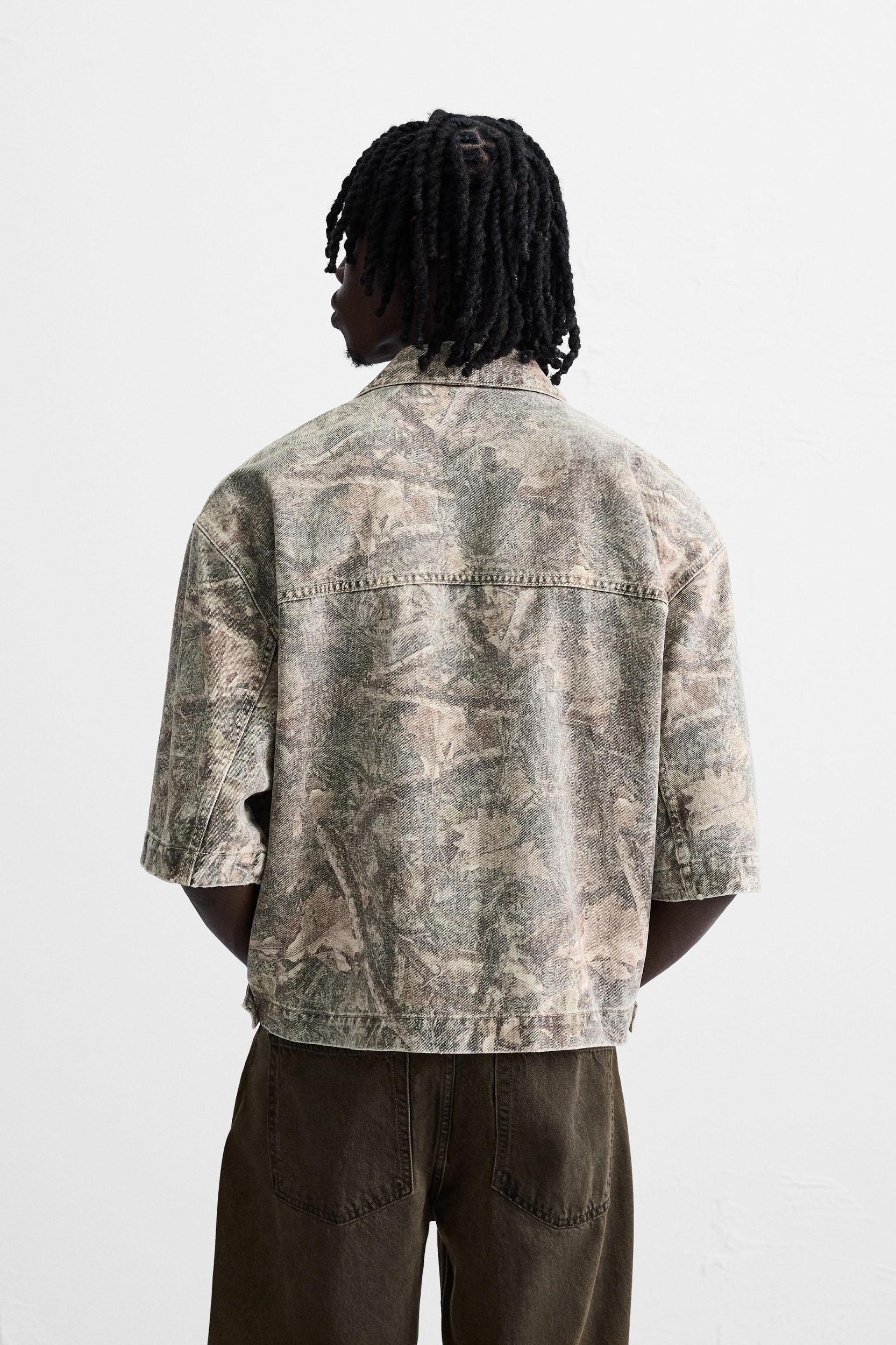 WASHED ABSTRACT PRINT OVERSHIRT Product Image