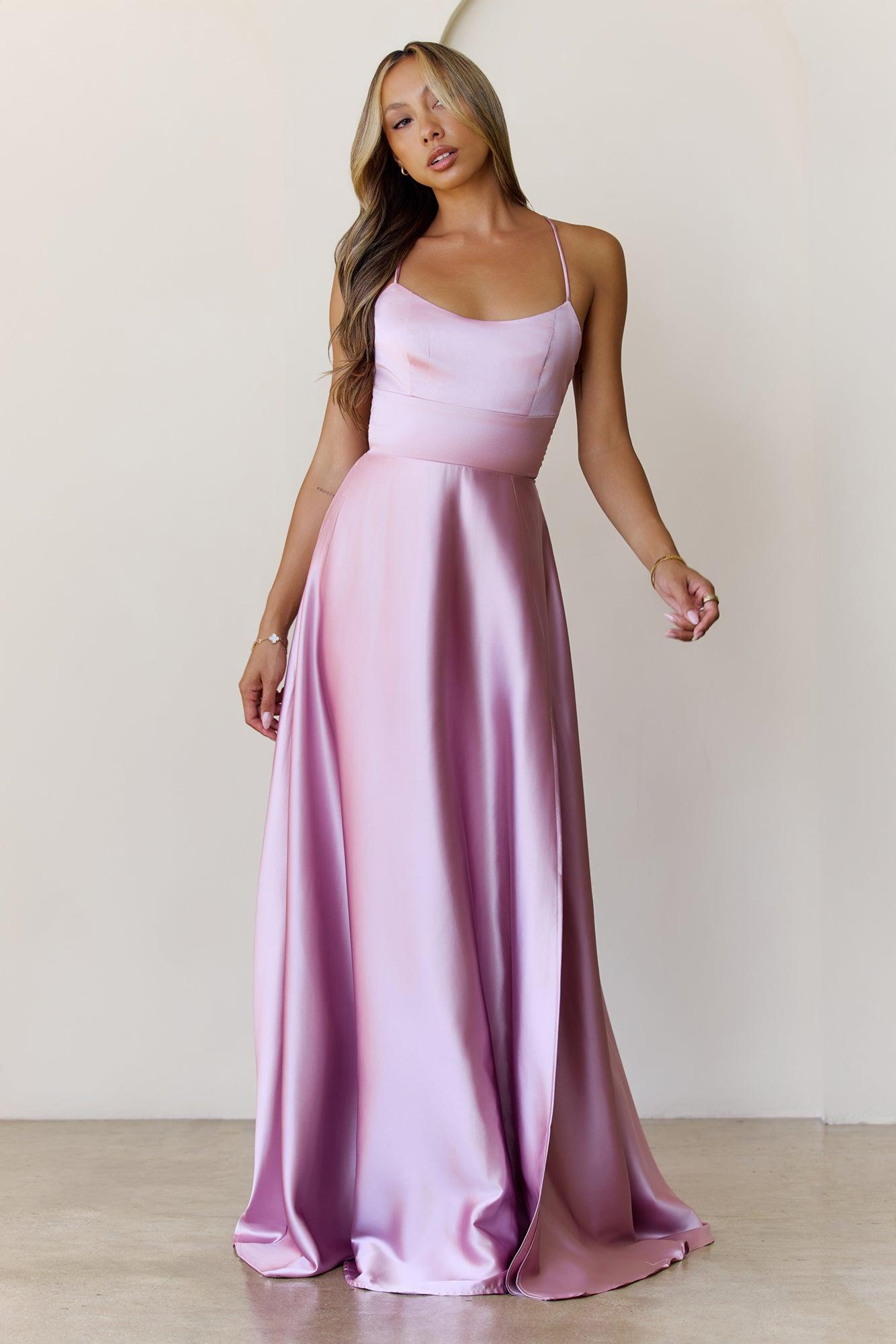 Soaked In Beauty Satin Maxi Dress Rose Product Image