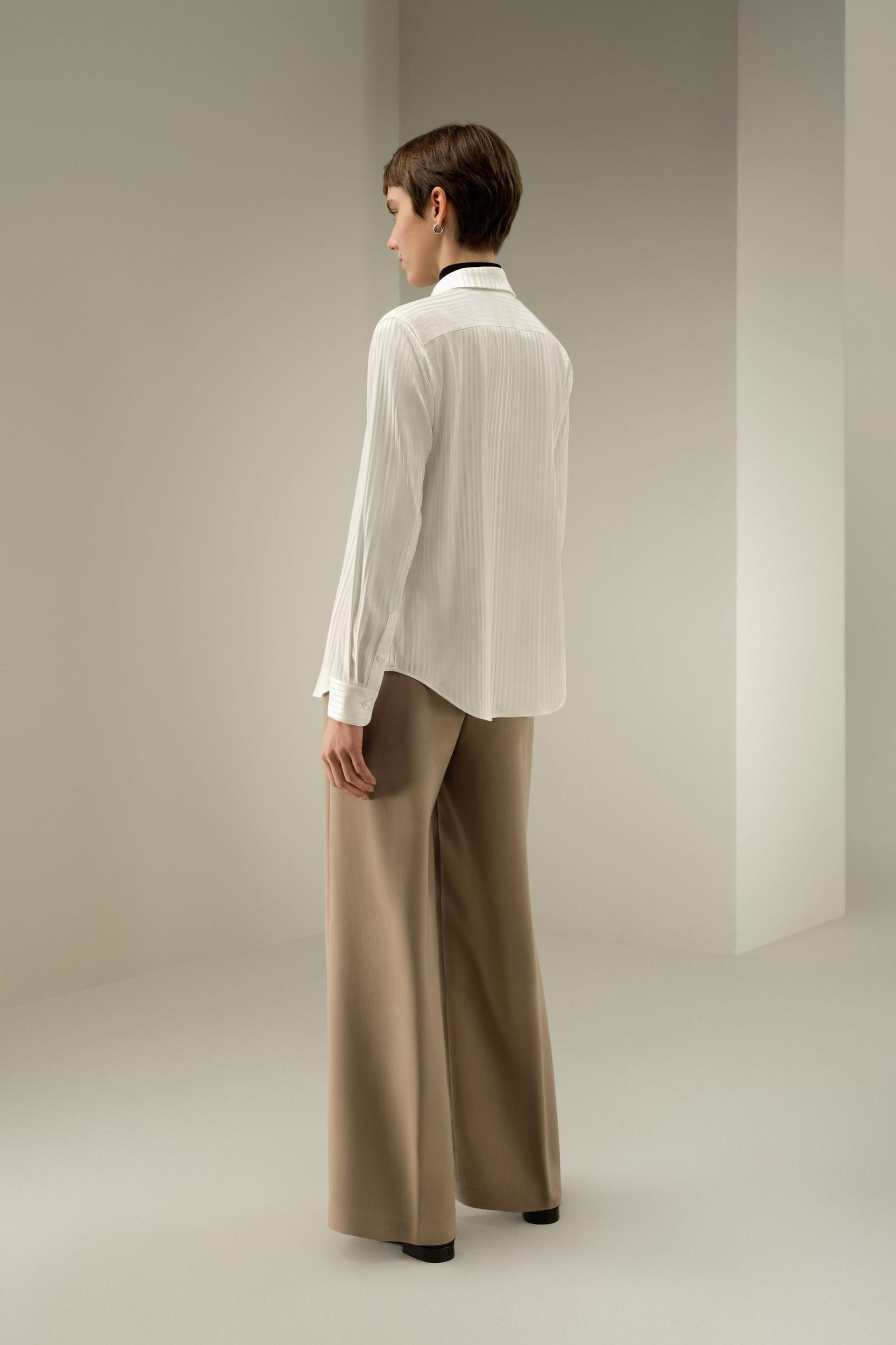 Stretched Jacquard Stripe Silk Shirt Product Image