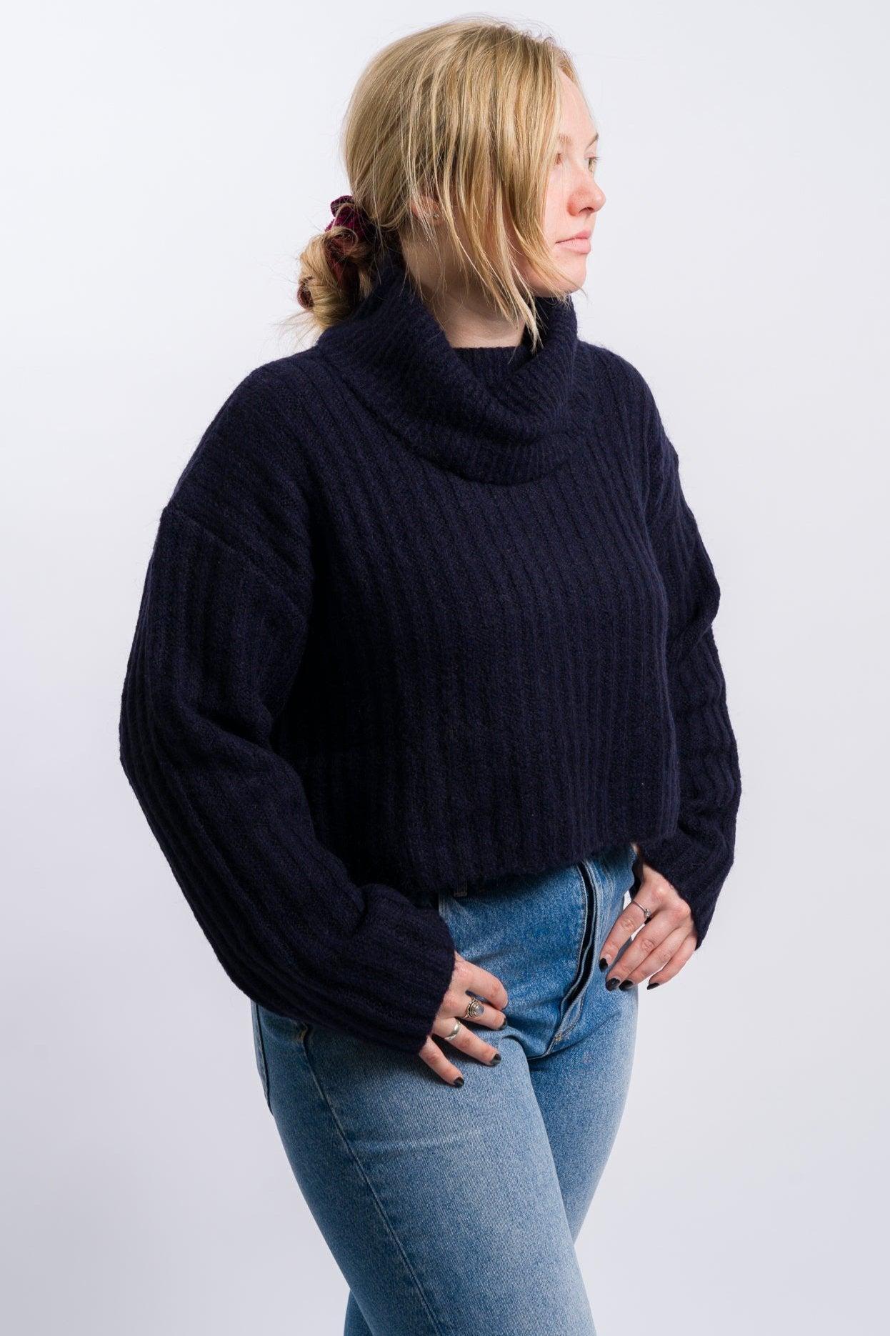 Nia Bruni Turtleneck Knit Sweater - Navy Product Image