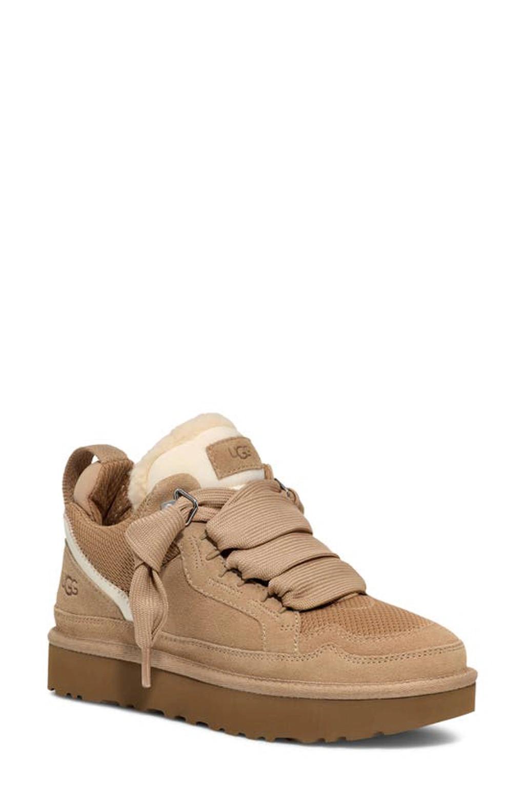 Lowmel Suede And Mesh Low-top Trainers In Sand Product Image