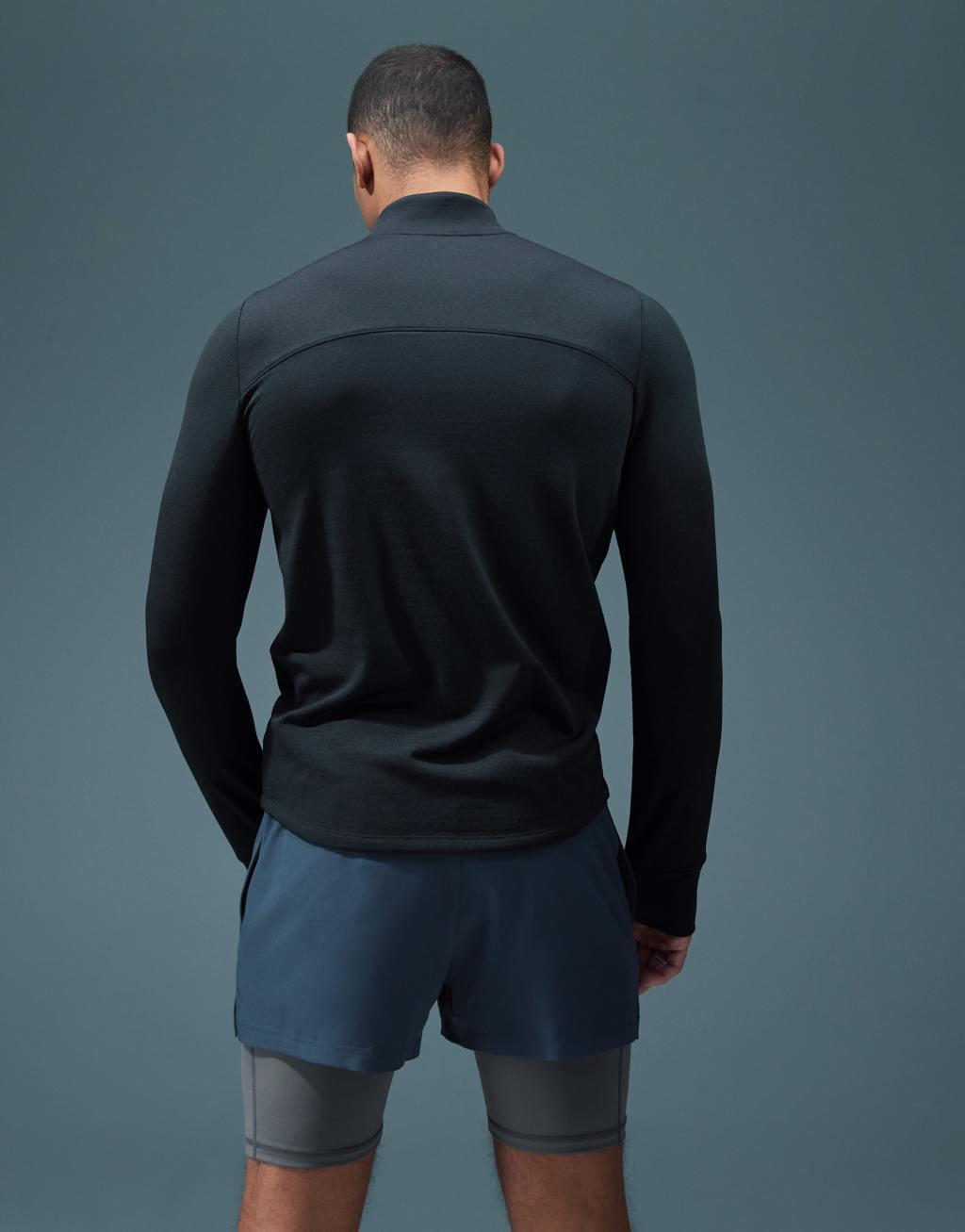 4505 running thermal quarter zip long sleeve top in black  Product Image