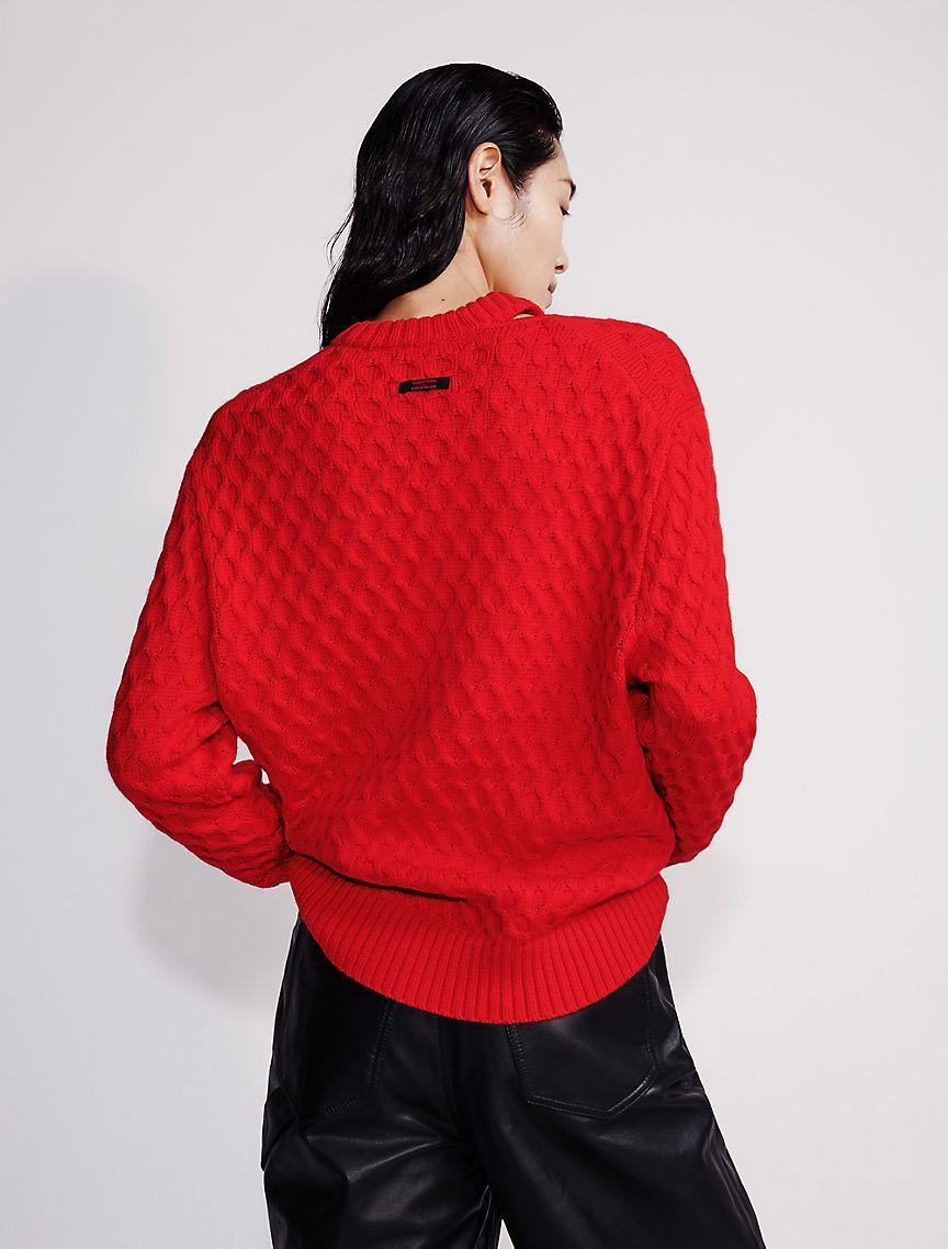 Merino Wool Cable Knit Relaxed Crewneck Sweater Product Image