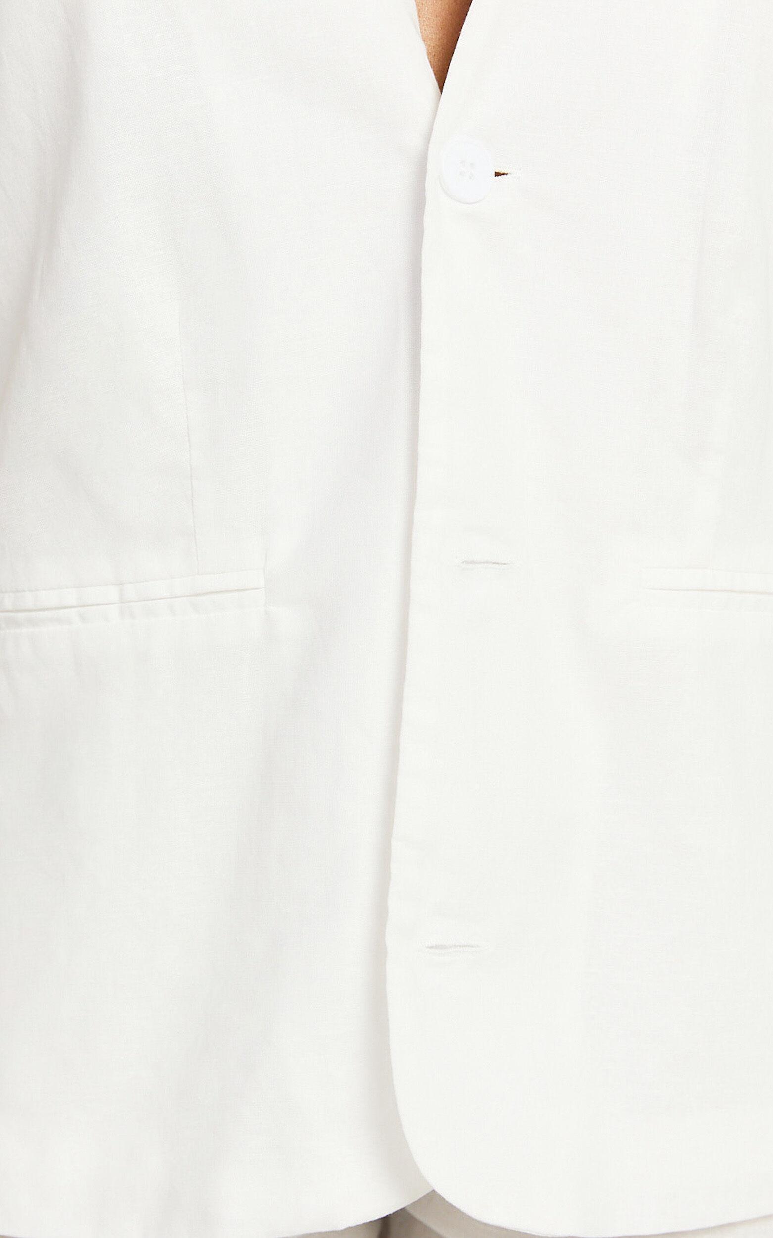 Marlee Two Piece Set - Linen Button Through Vest and Shorts Set in White Product Image