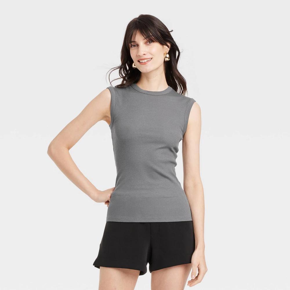 Womens Ribbed Muscle Tank Top - A New Day M Product Image