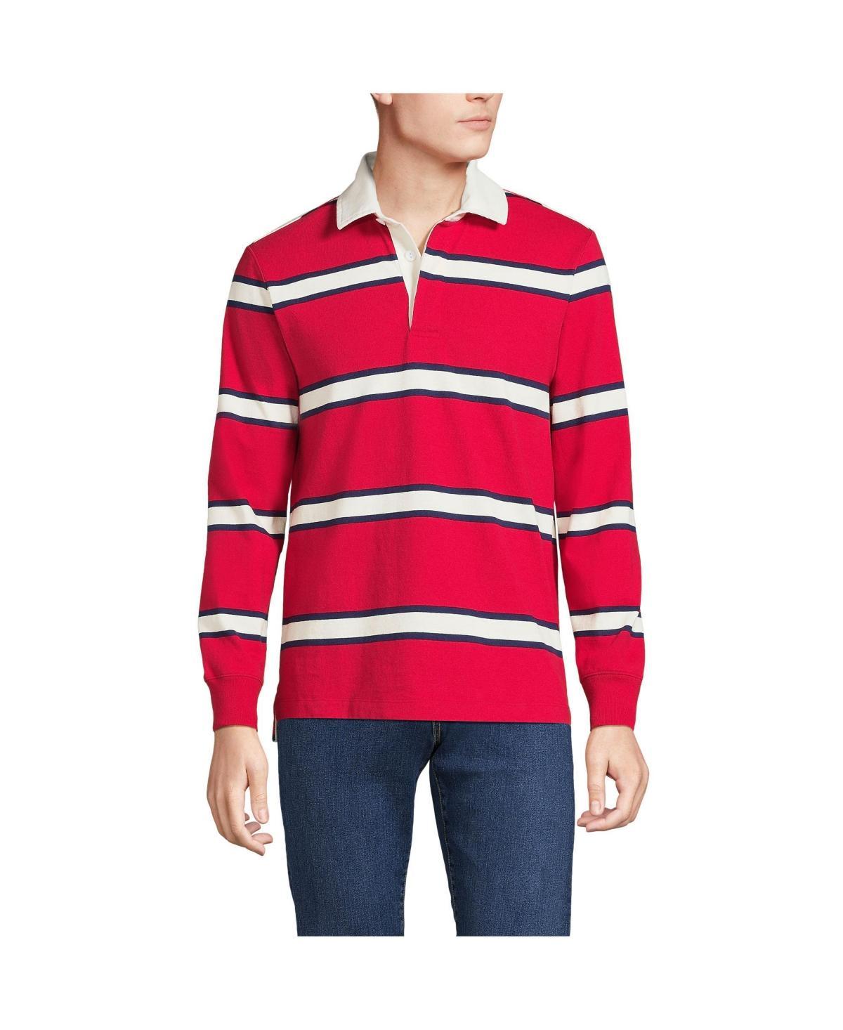 Men's Lands' End Striped Rugby Shirt, Size: Medium, Navy Blue Stripe Product Image