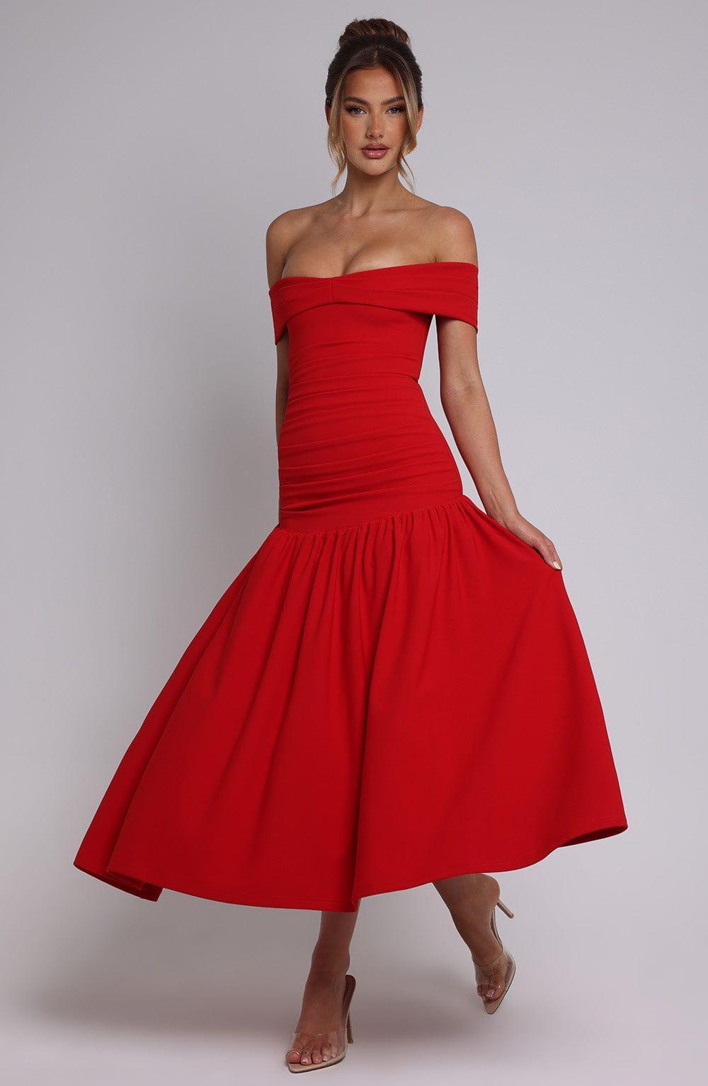 Wilhelmina Midaxi Dress - Red Product Image