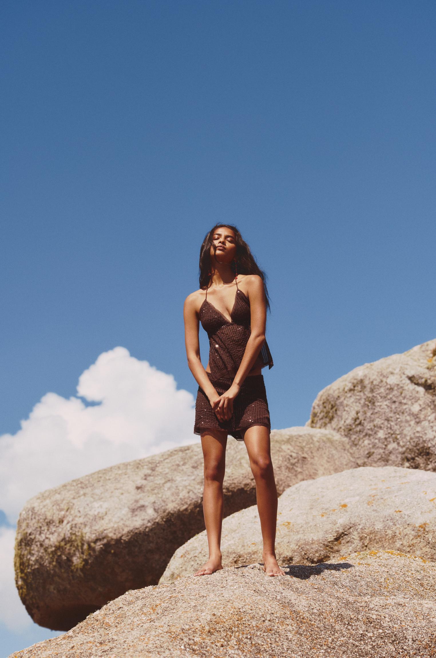 Sequined halter neck top Product Image