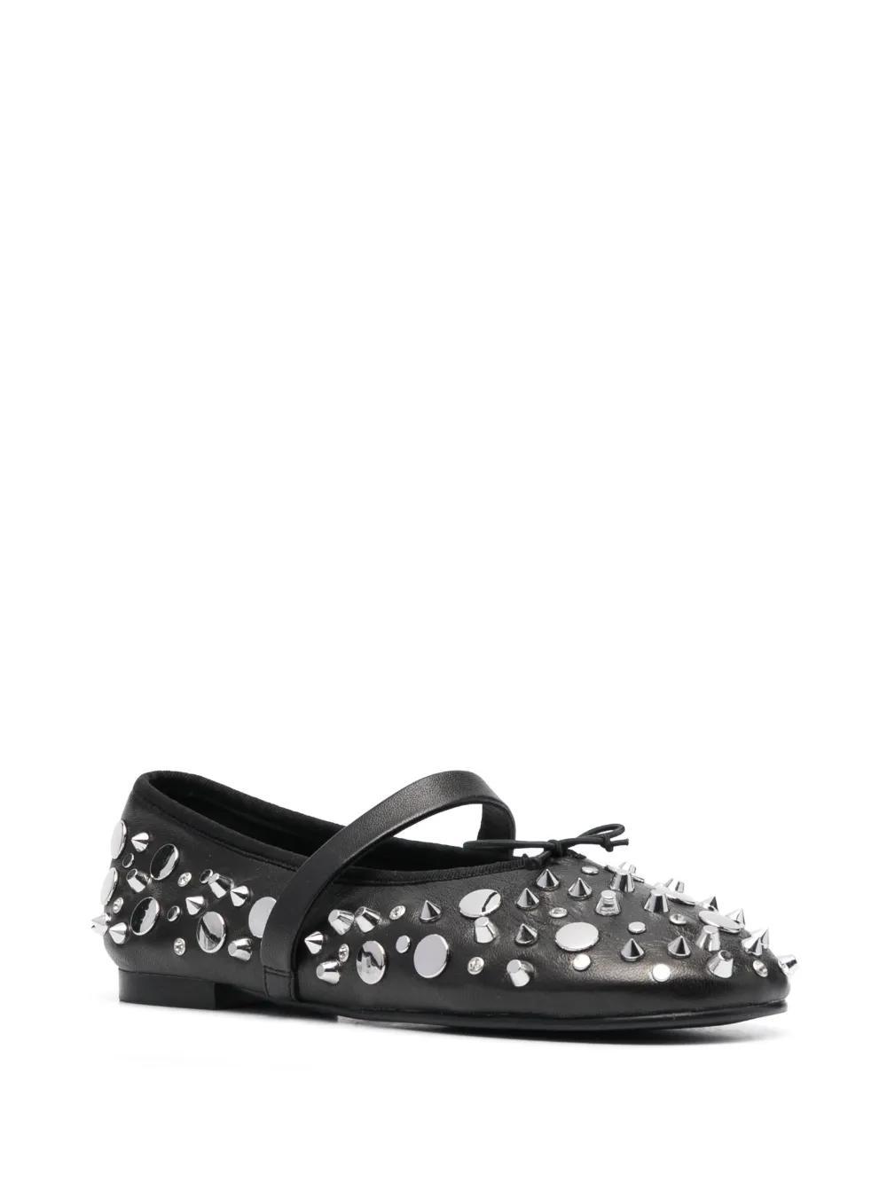 studded leather ballerina shoes Product Image