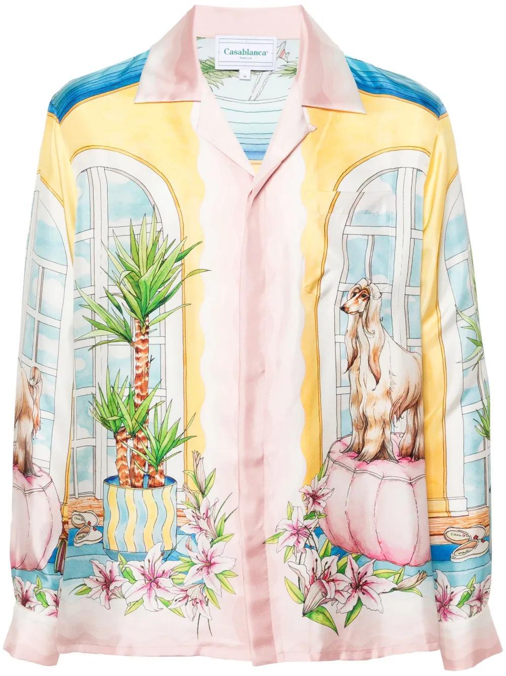 Apartement-print silk shirt Product Image