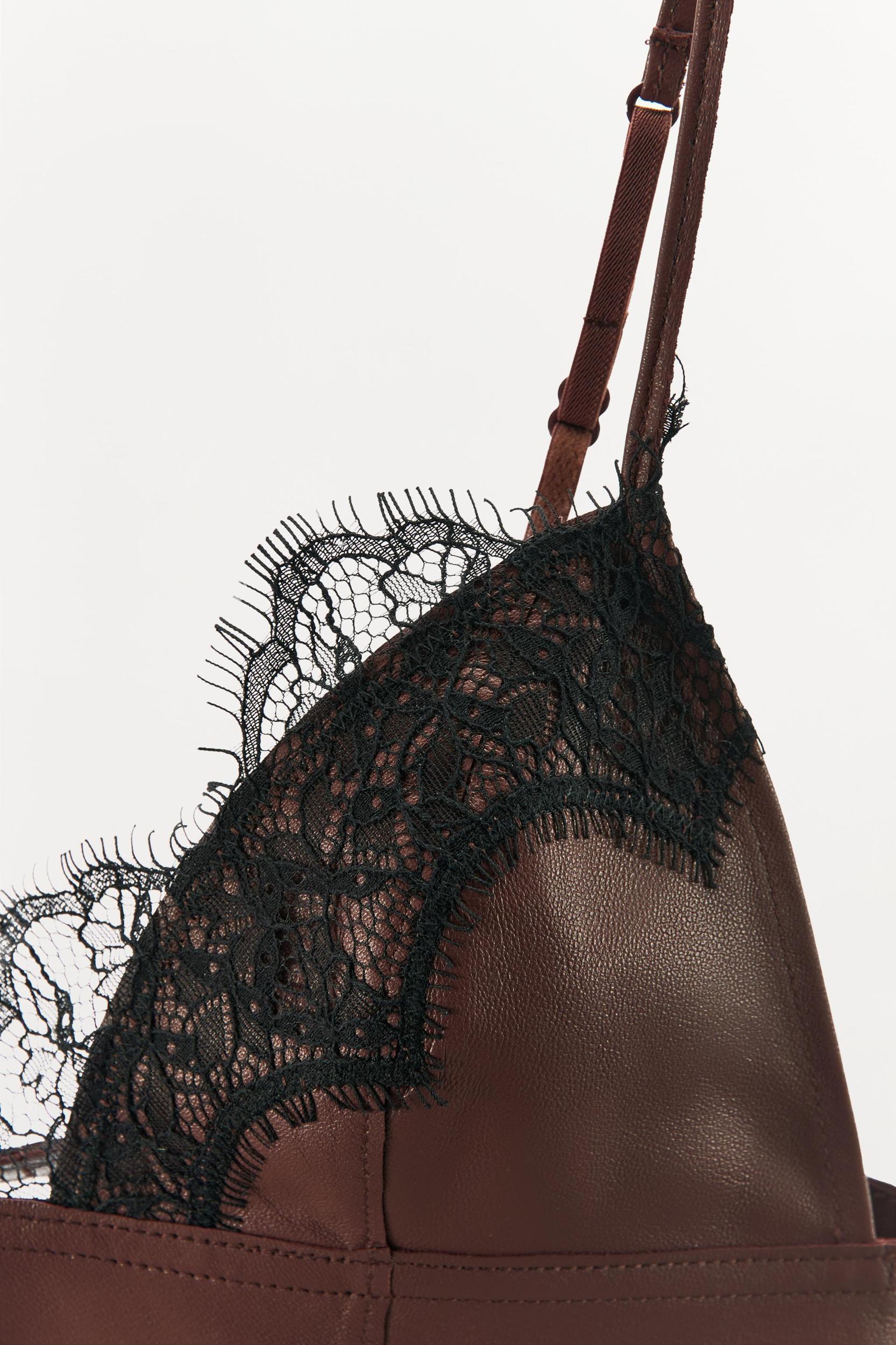 LIMITED EDITION LEATHER & LACE BRALETTE Product Image