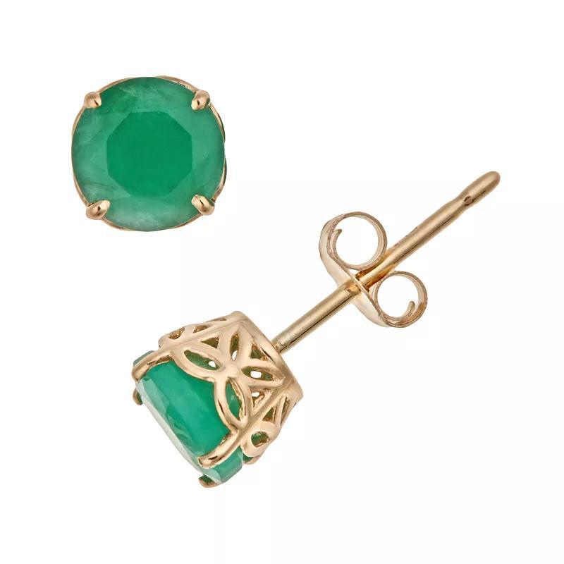 Celebration Gems 14k Gold Emerald Stud Earrings, Women's, Green Product Image