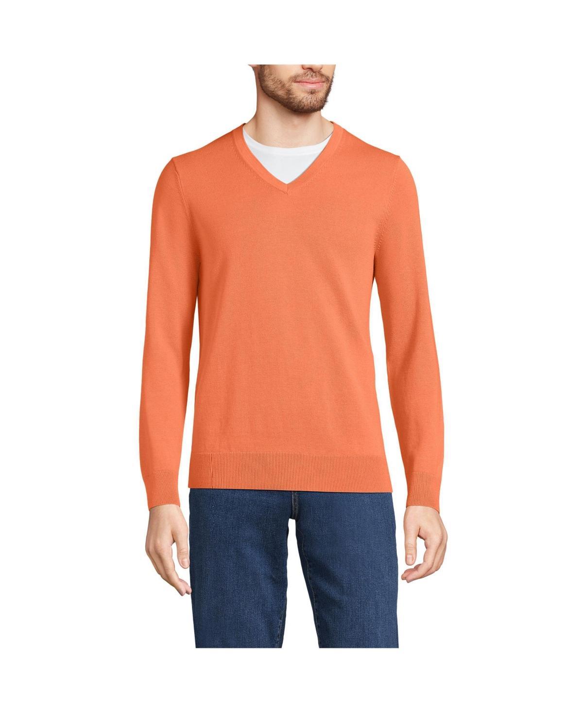 Mens Lands End Fine Gauge Cotton V-Neck Sweater Product Image