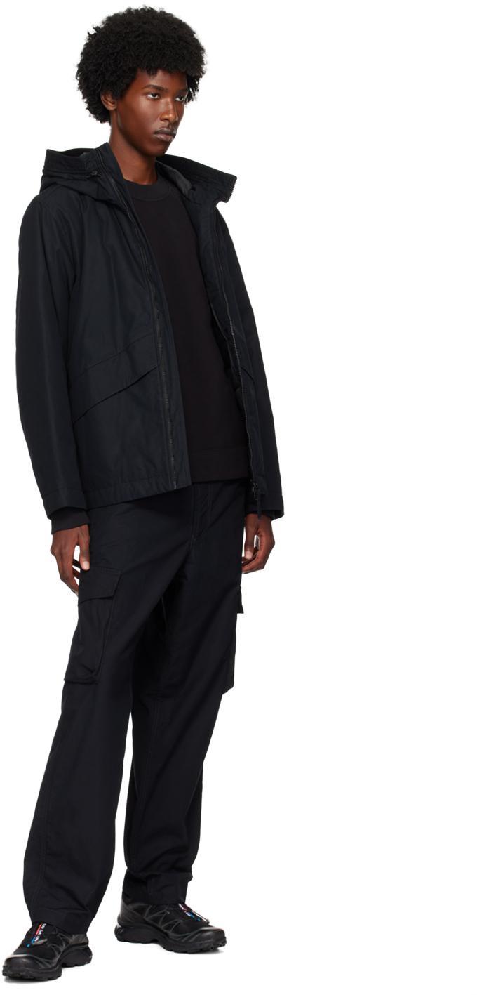 STONE ISLAND Black Logo Patch Cargo Pants In V0029 Black Product Image