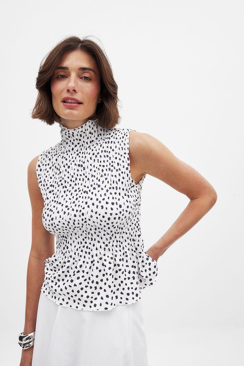 Sleeveless Smock Top Checkered Product Image