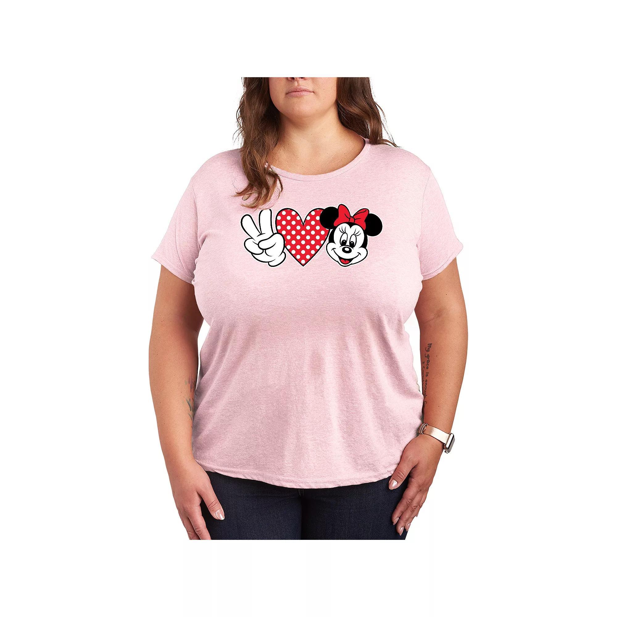 Disney's Minnie Mouse Plus Peace Love Graphic Tee, Women's,  Product Image