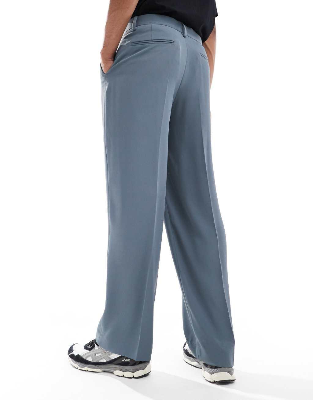 ASOS DESIGN wide leg suit pants in blue Product Image