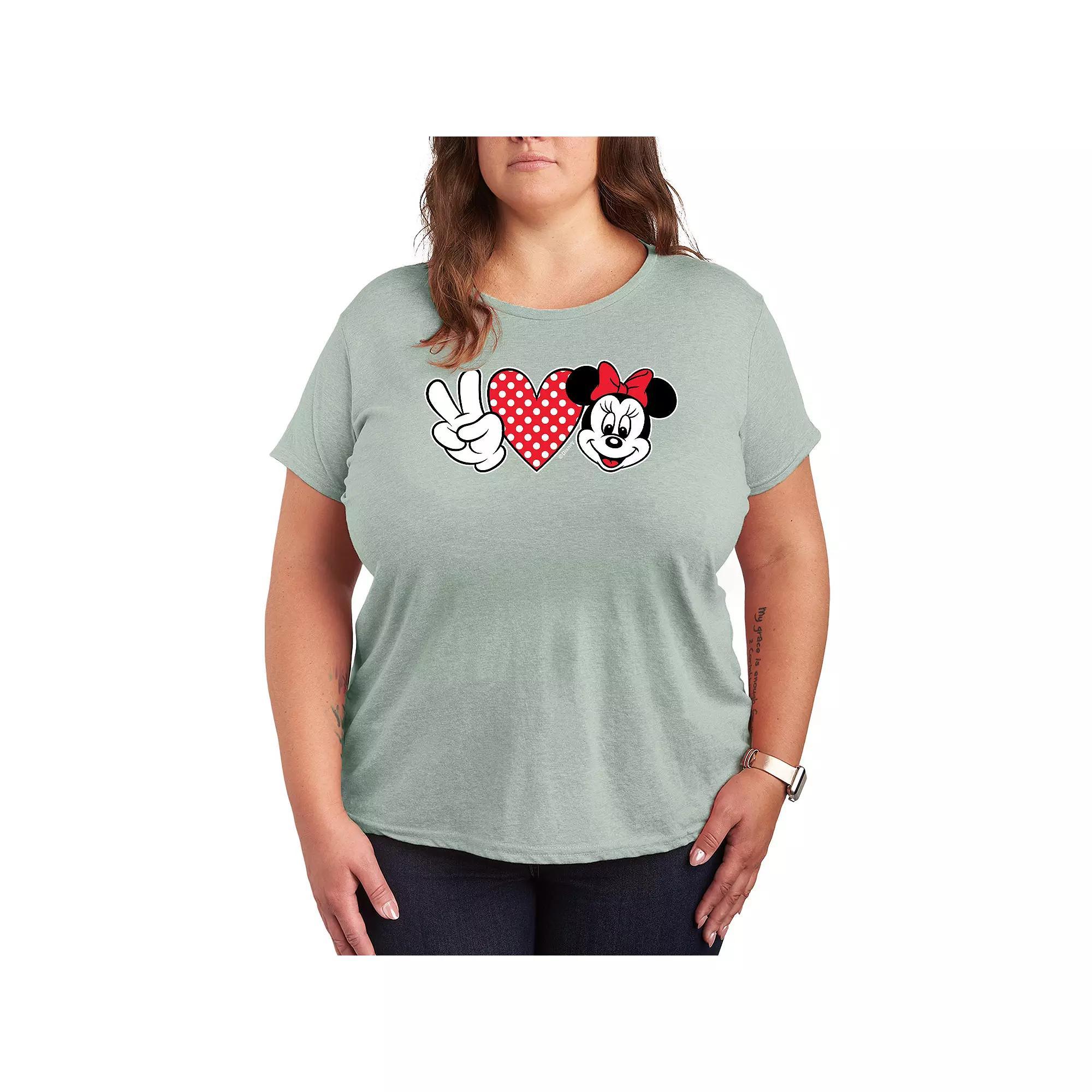Disney's Minnie Mouse Plus Peace Love Graphic Tee, Women's,  Product Image