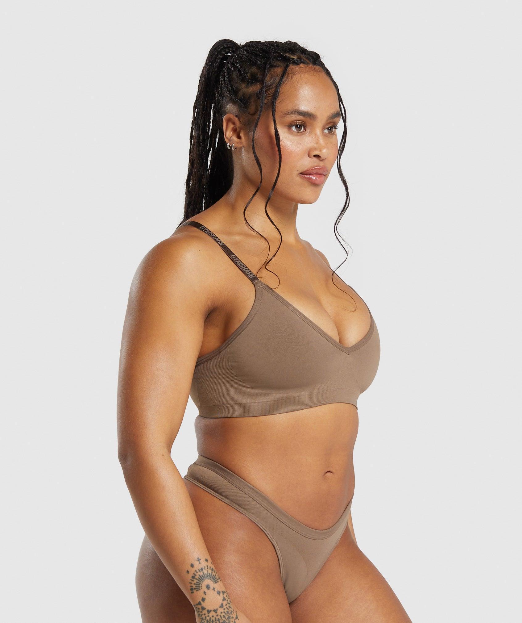 Gymshark Seamless V Neck Bralette - Soul Brown Female Product Image