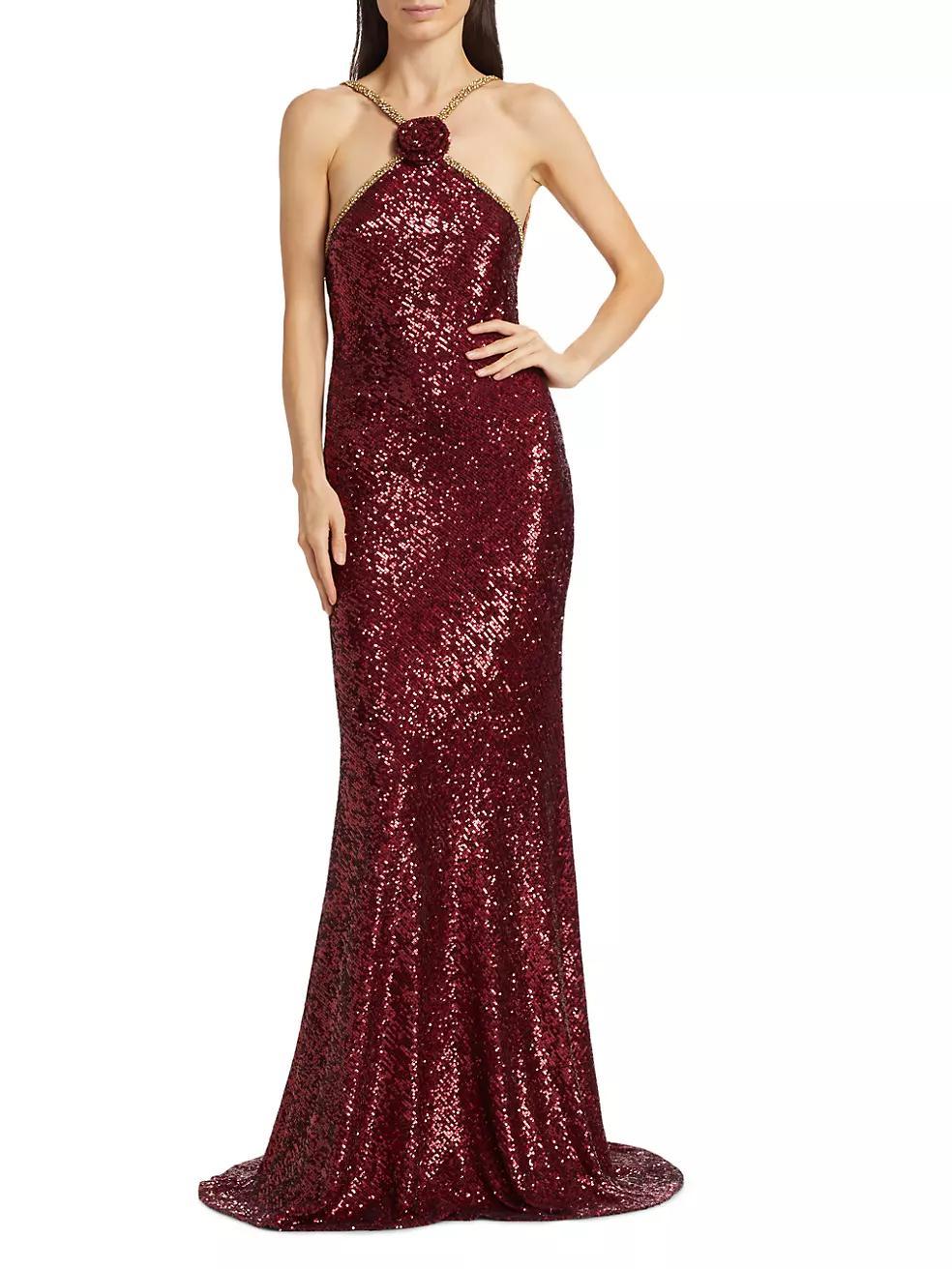 Sequined Halterneck Gown Product Image