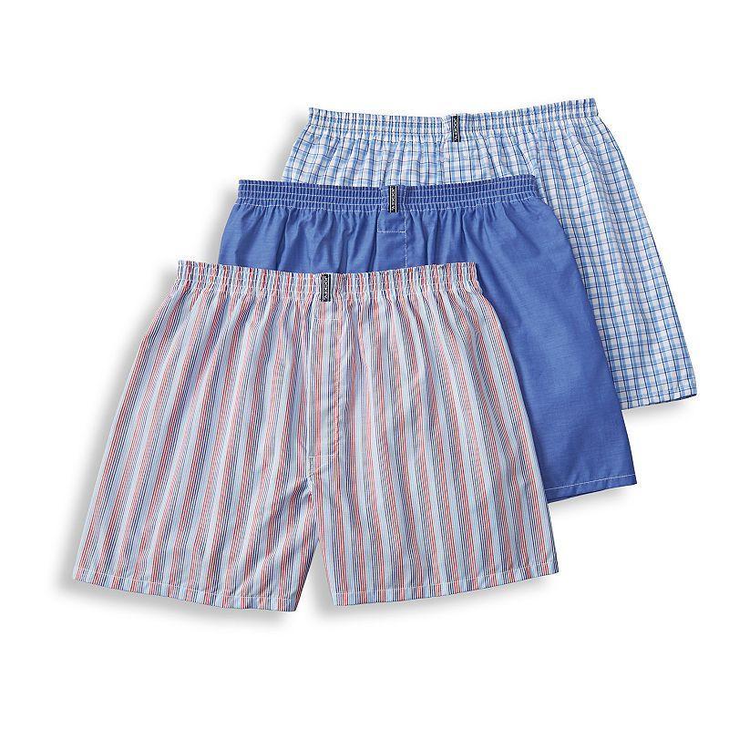 Men's Jockey® 3-pack Classic Full-Cut Woven Boxers, Size: Medium, Blue Orange Stripe Product Image