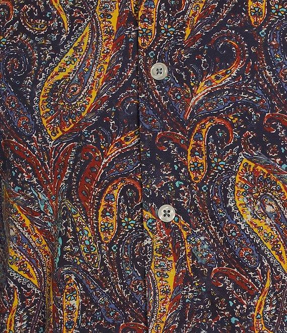 Cremieux Premium Denim Large Dark Paisley Print Stretch Long Sleeve Woven Shirt Product Image