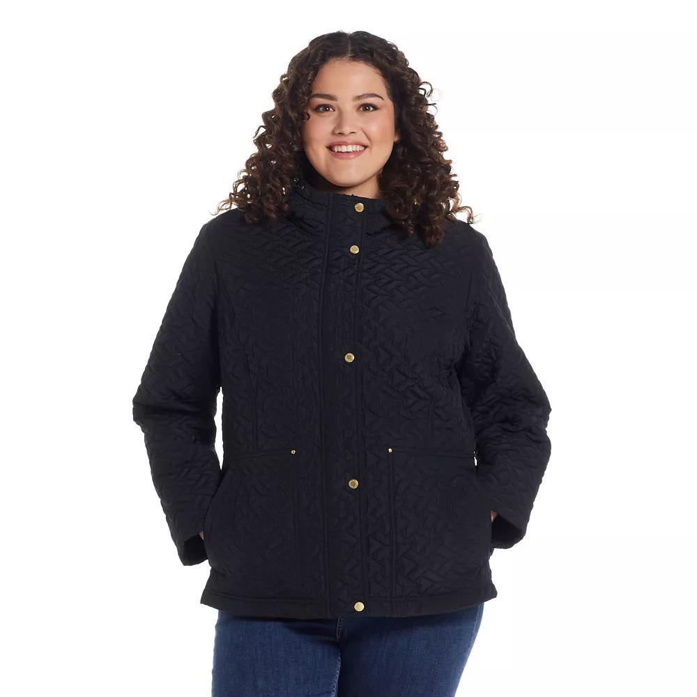 Plus Size Weathercast Hooded Quilted Jacket, Women's, Size: 1XL, Black Product Image