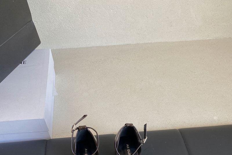 Buckle-Strap Chunky-Heel Pointy Sandals Product Image