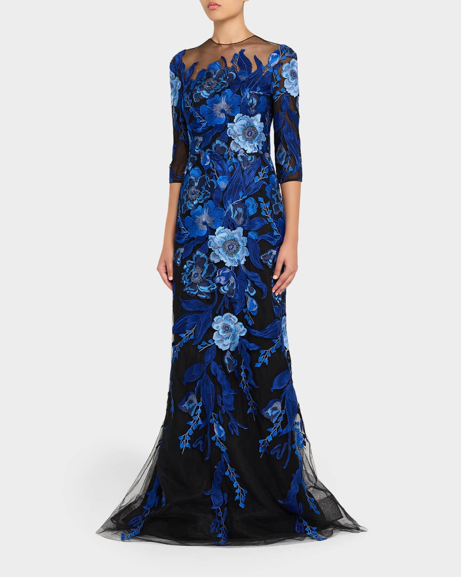 Floral Embroidered Tulle Gown  Product Image