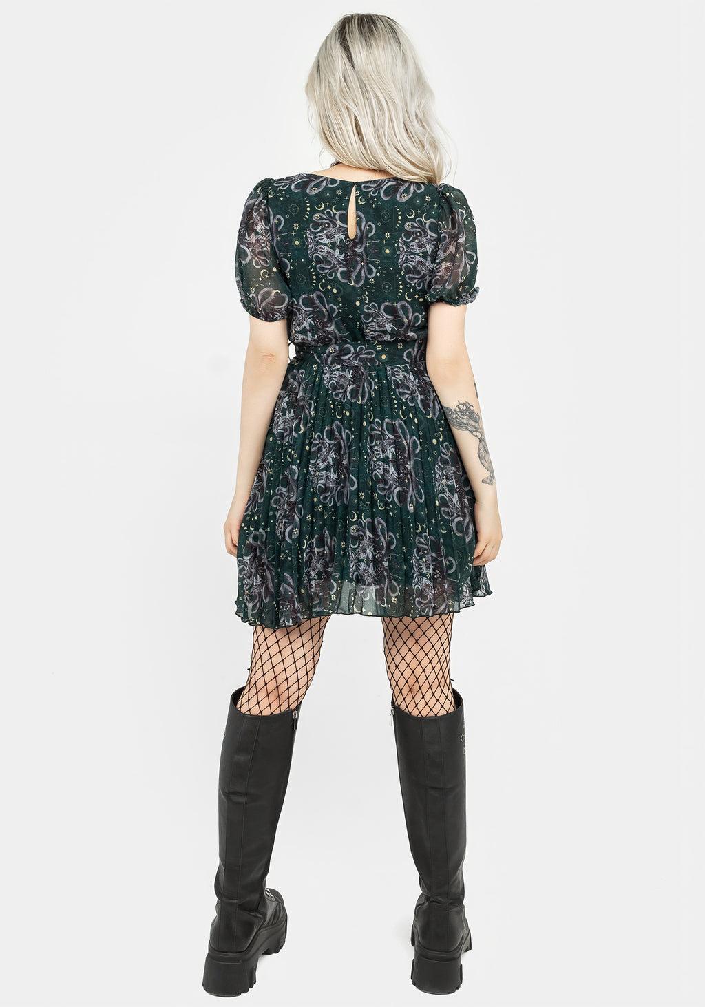 Cailleach Puff Sleeve Pleated Mini Dress Product Image