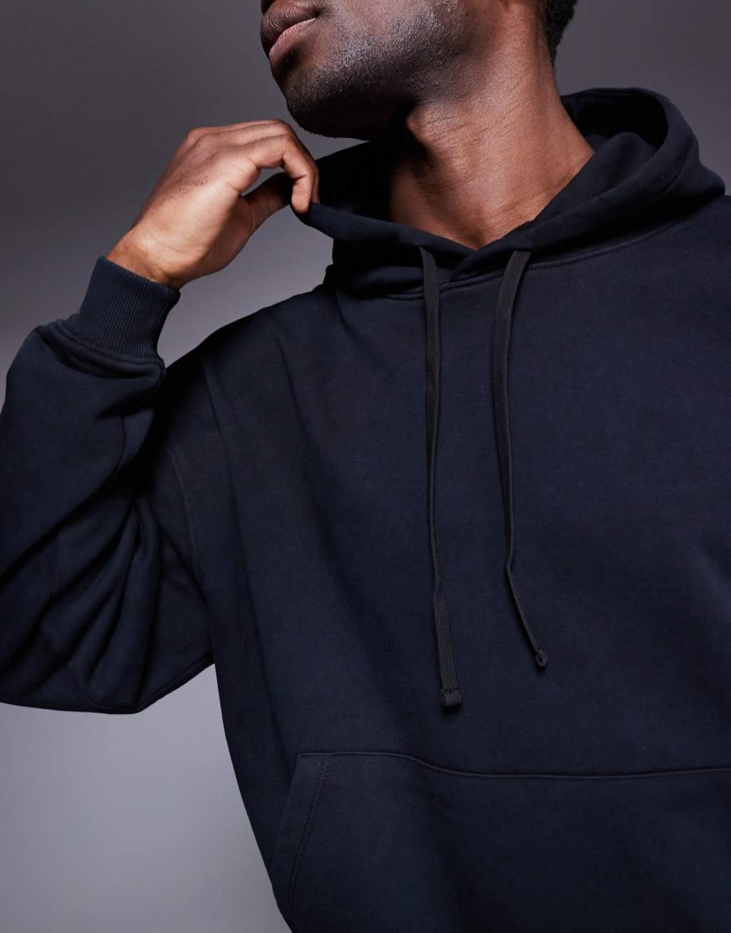 4505 quick dry heavyweight training hoodie in washed black  Product Image