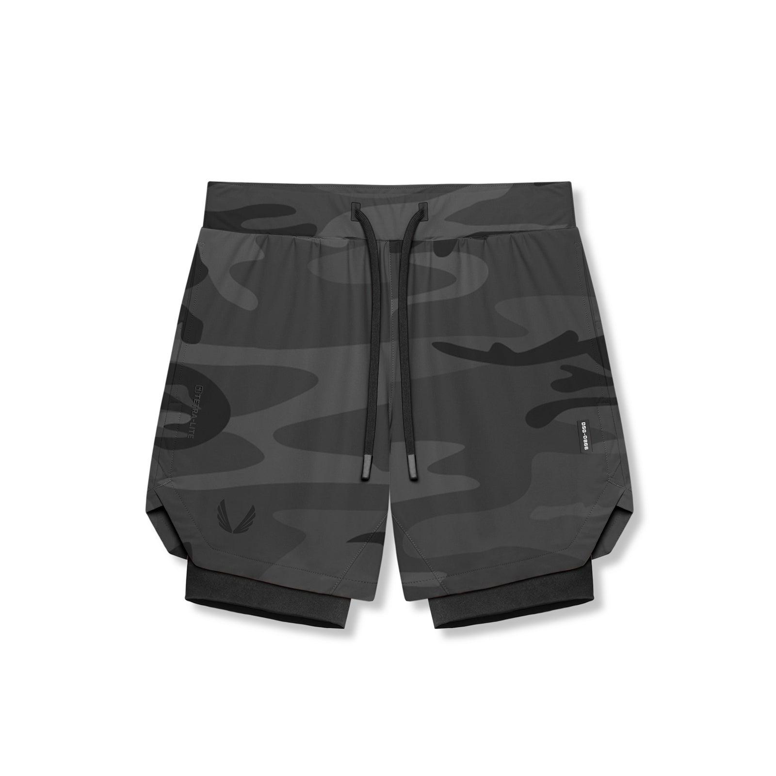 0866. Tetra-Lite® 7" Liner Short - Black Camo "Wings"/Black Male Product Image