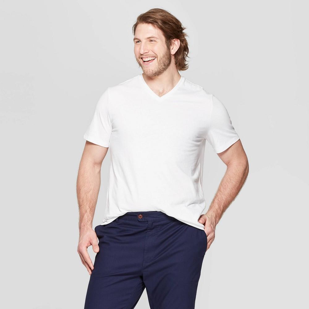 Mens Big & Tall Every Wear Short Sleeve V-Neck T-Shirt - Goodfellow & Co White 3XLT Product Image