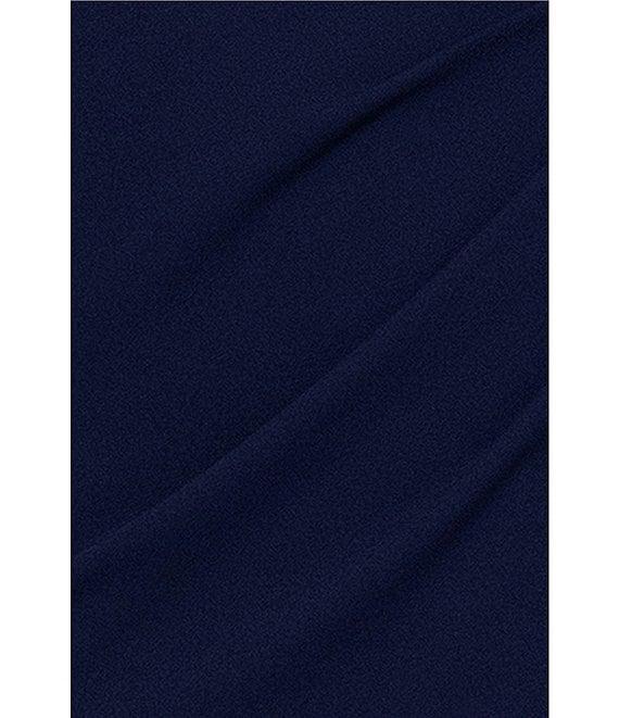 Betsy & Adam One Shoulder Asymmetrical Long Sleeve Faux Wrap Gown Product Image