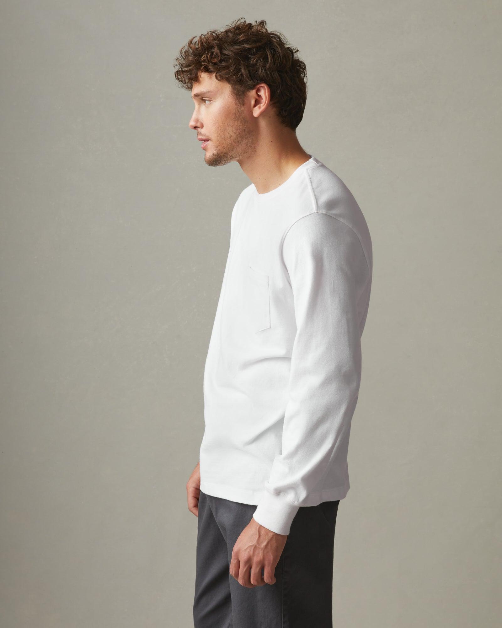 Heavyweight Pocket Tee Long Sleeve - White Male Product Image