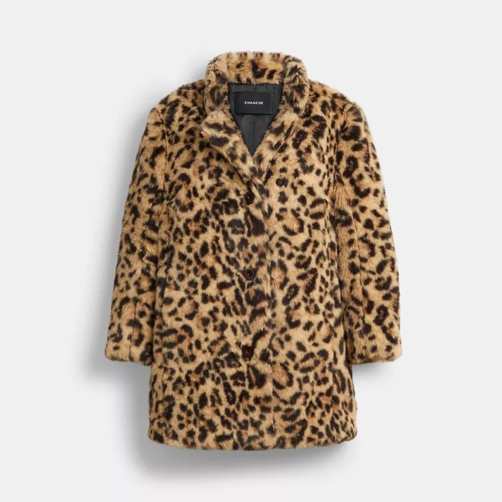 Leopard Print Faux Fur Coat In Recycled Polyester Product Image